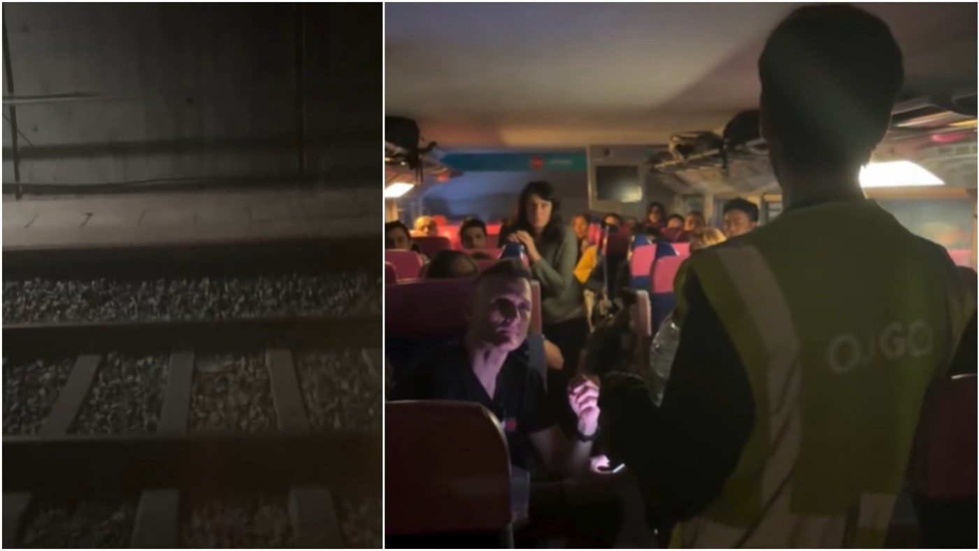 Un tren con origen Murcia sufre un enganchón con la catenaria en un túnel