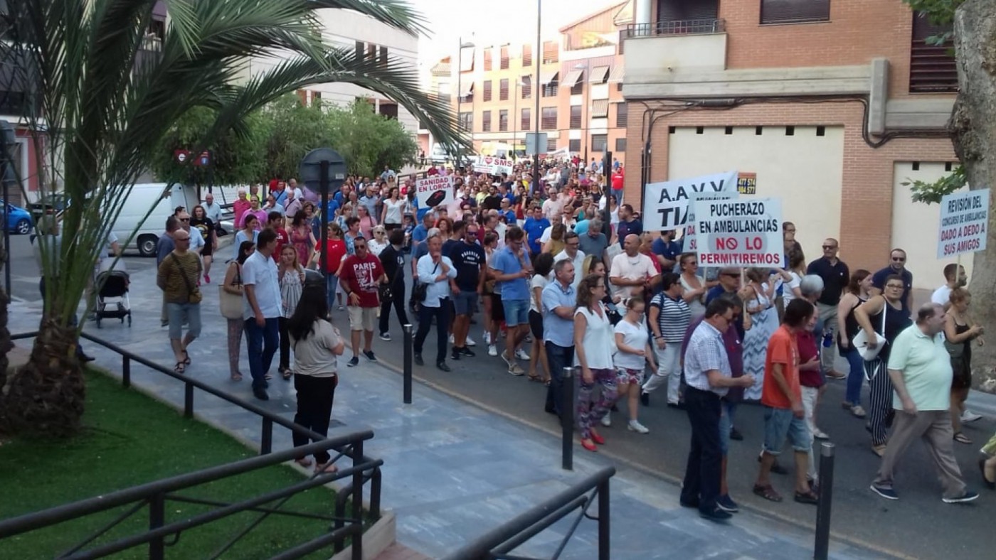 Manifestantes ayer en Lorca