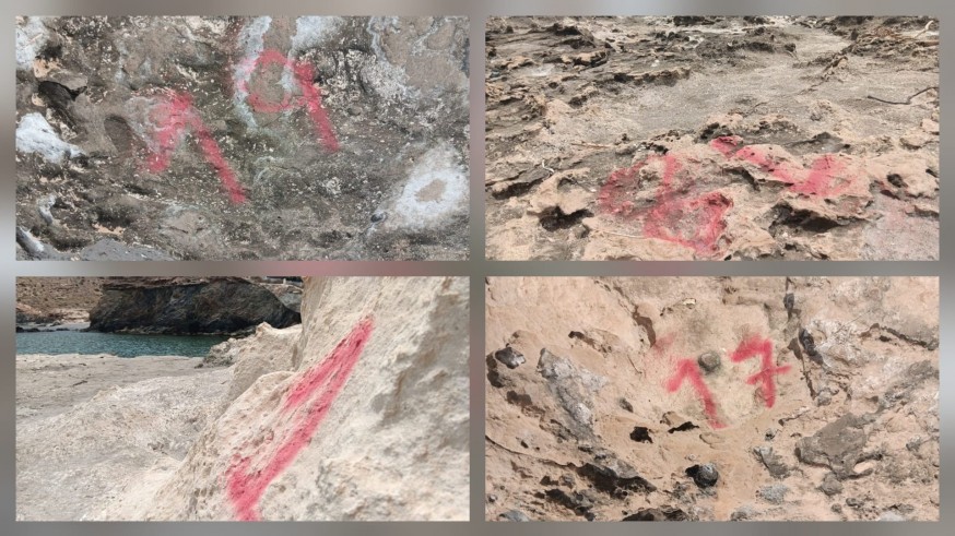 Denuncian pintadas vandálicas en las paleodunas del Parque Regional Cabo Cope