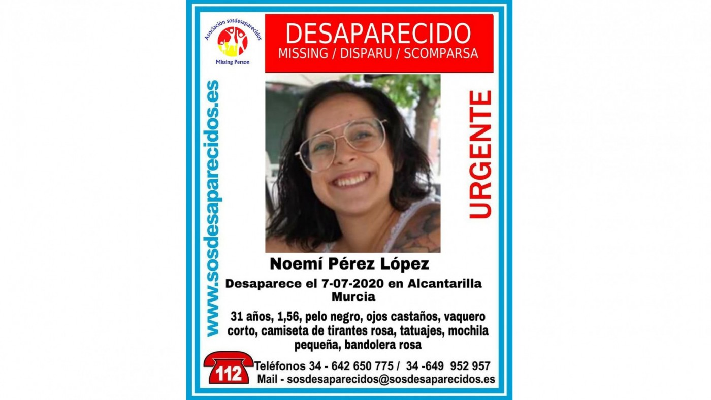 Desaparecida en Alcantarilla el pasado día 7 Noemí Pérez López