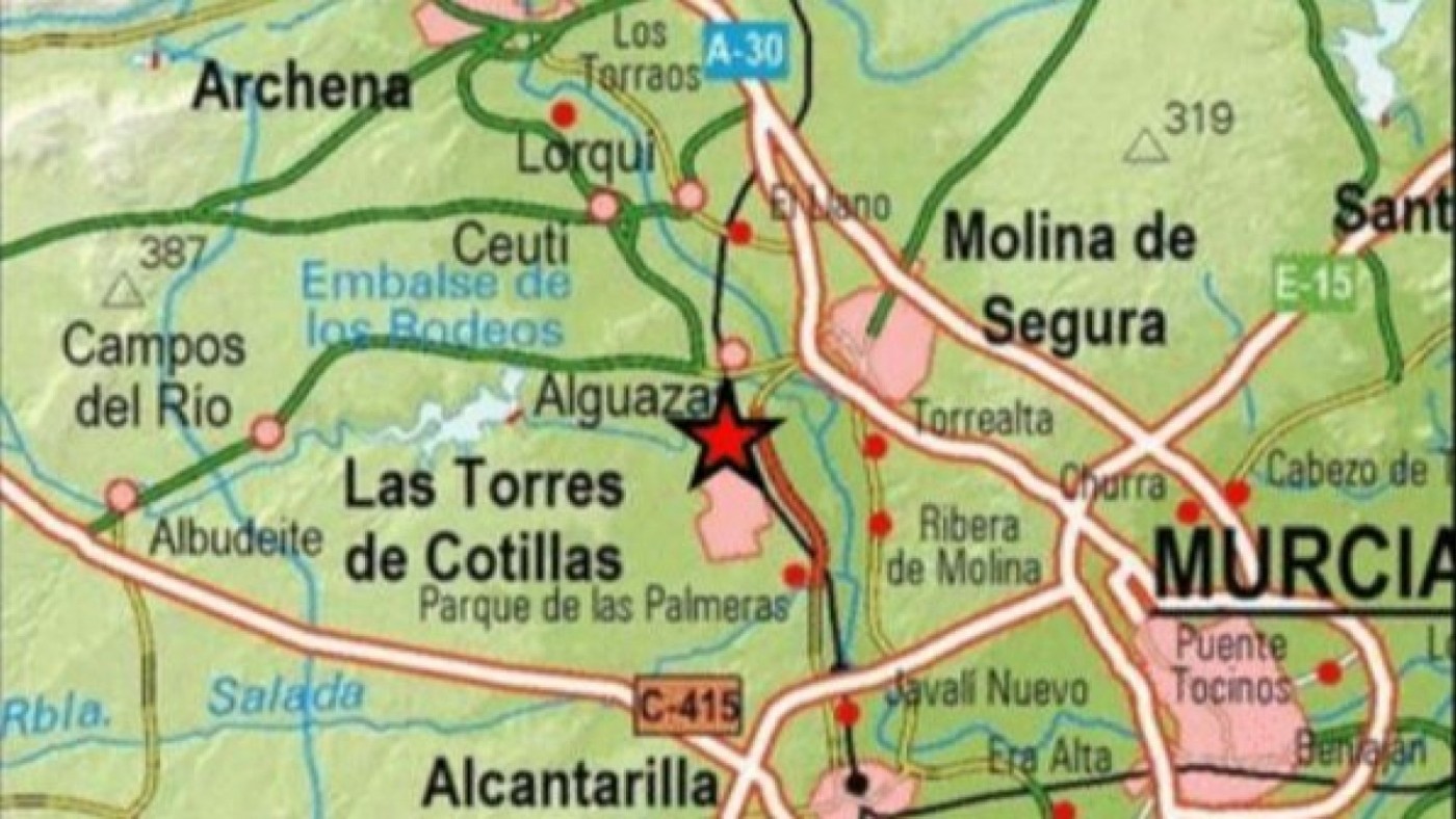Registrado un terremoto de 2,3º en Las Torres de Cotillas