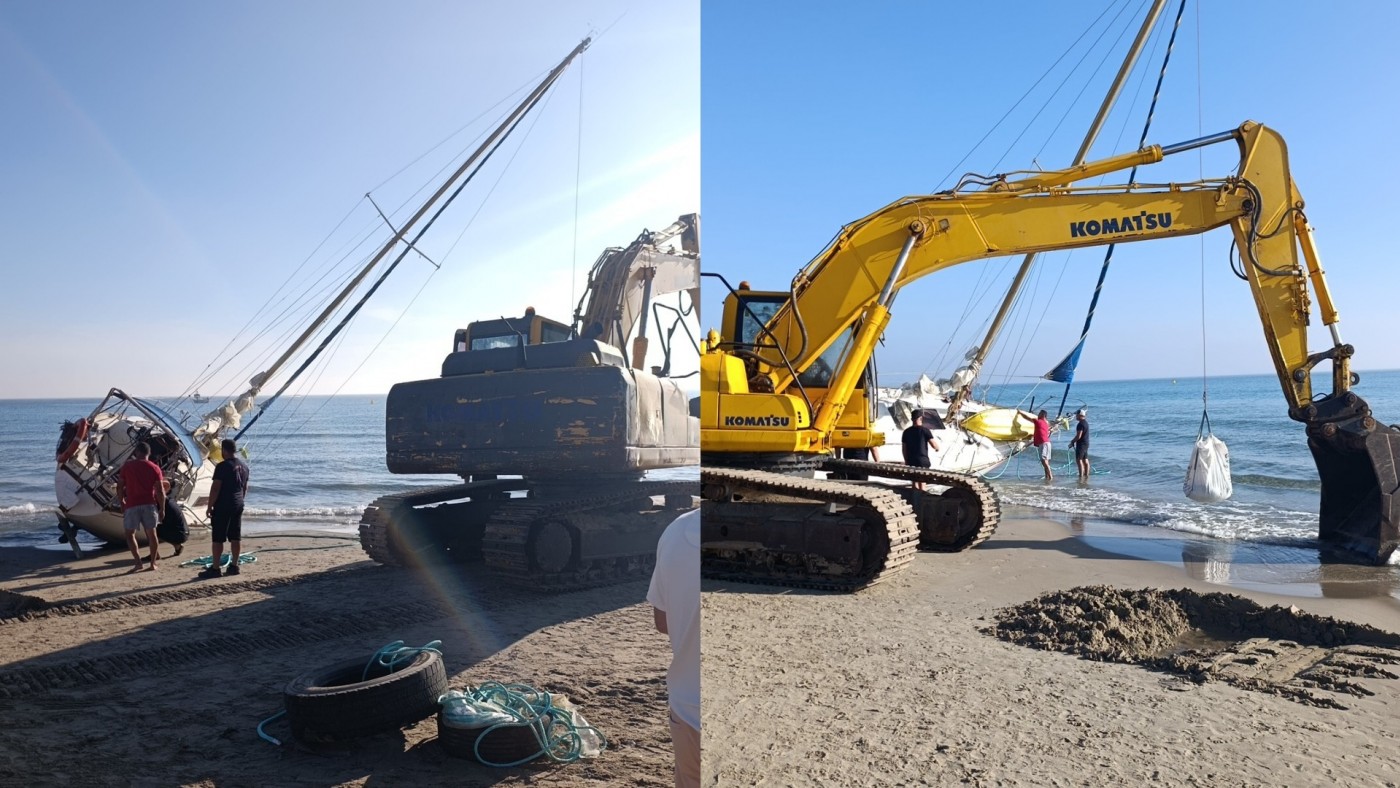 Capitanía Marítima retira el velero encallado en Cabo de Palos