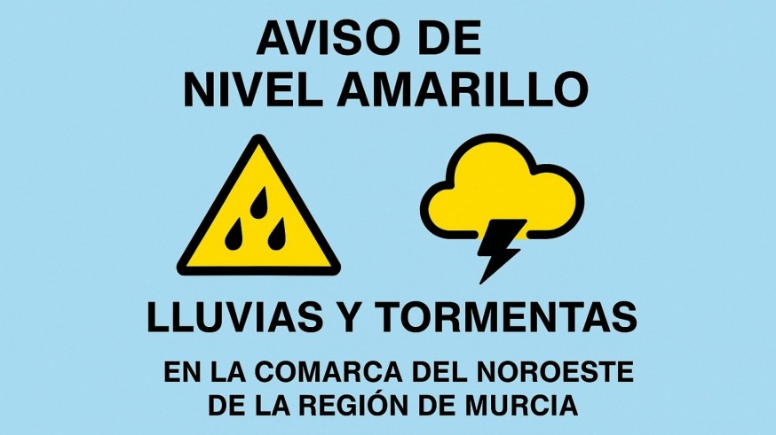 Aviso amarillo en el Noroeste de la Región por lluvias y tormentas este viernes