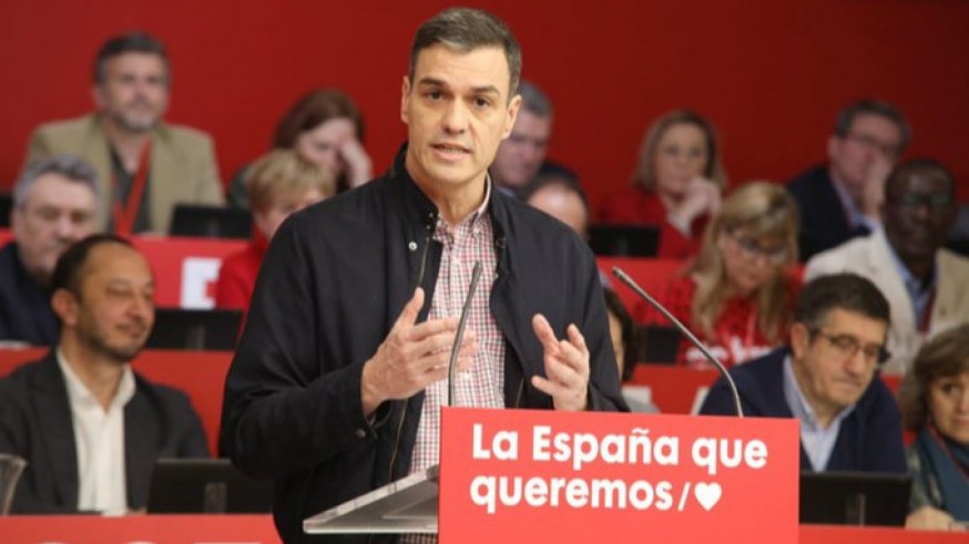 Pedro Sánchez se dirige al Comité Federal del PSOE. Foto PSOE.
