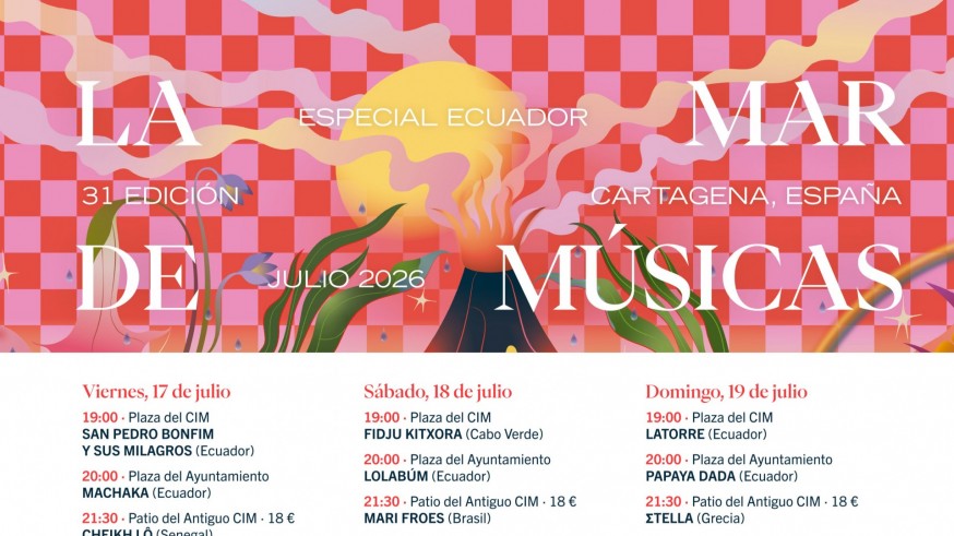 Cartagena presenta el cartel completo de la 31ª edición de La Mar de Músicas con Ecuador como país invitado