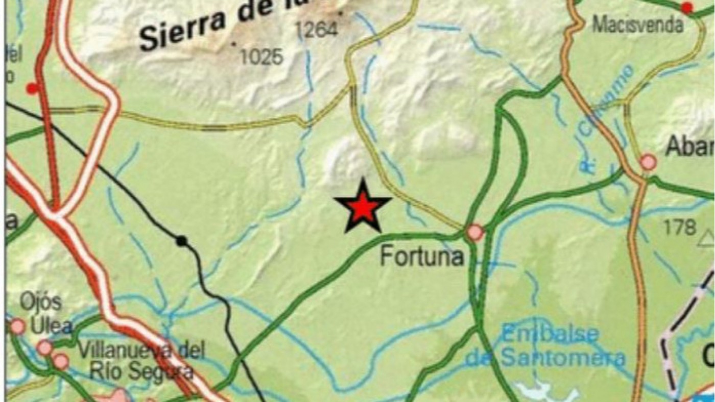 El epicentro del temblor se ha registrado al oeste de Fortuna