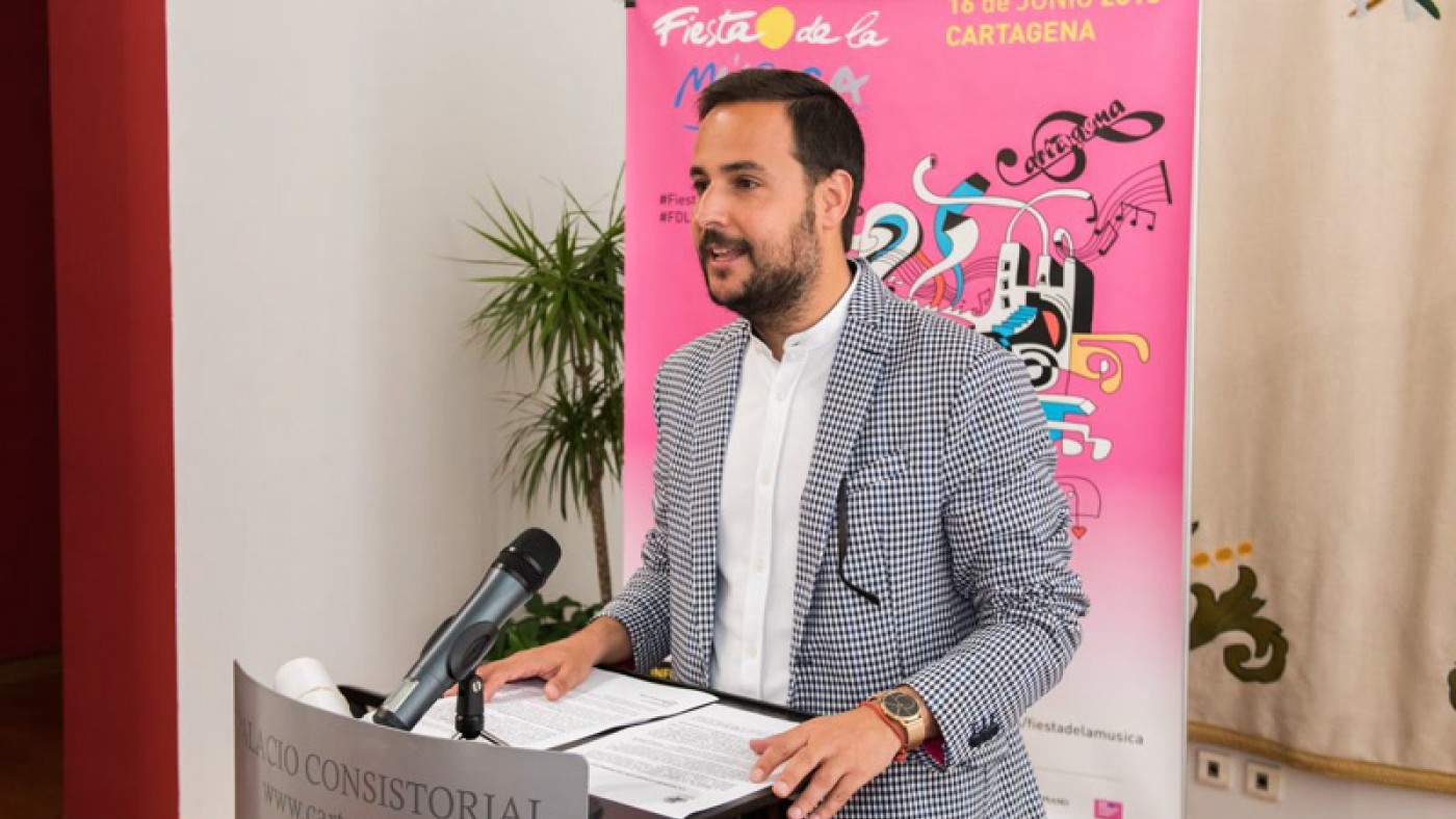 El concejal de Cultura del ayuntamiento de Cartagena, David Martínez, durante la presentación del evento. Foto AYTO. CARTAGENA