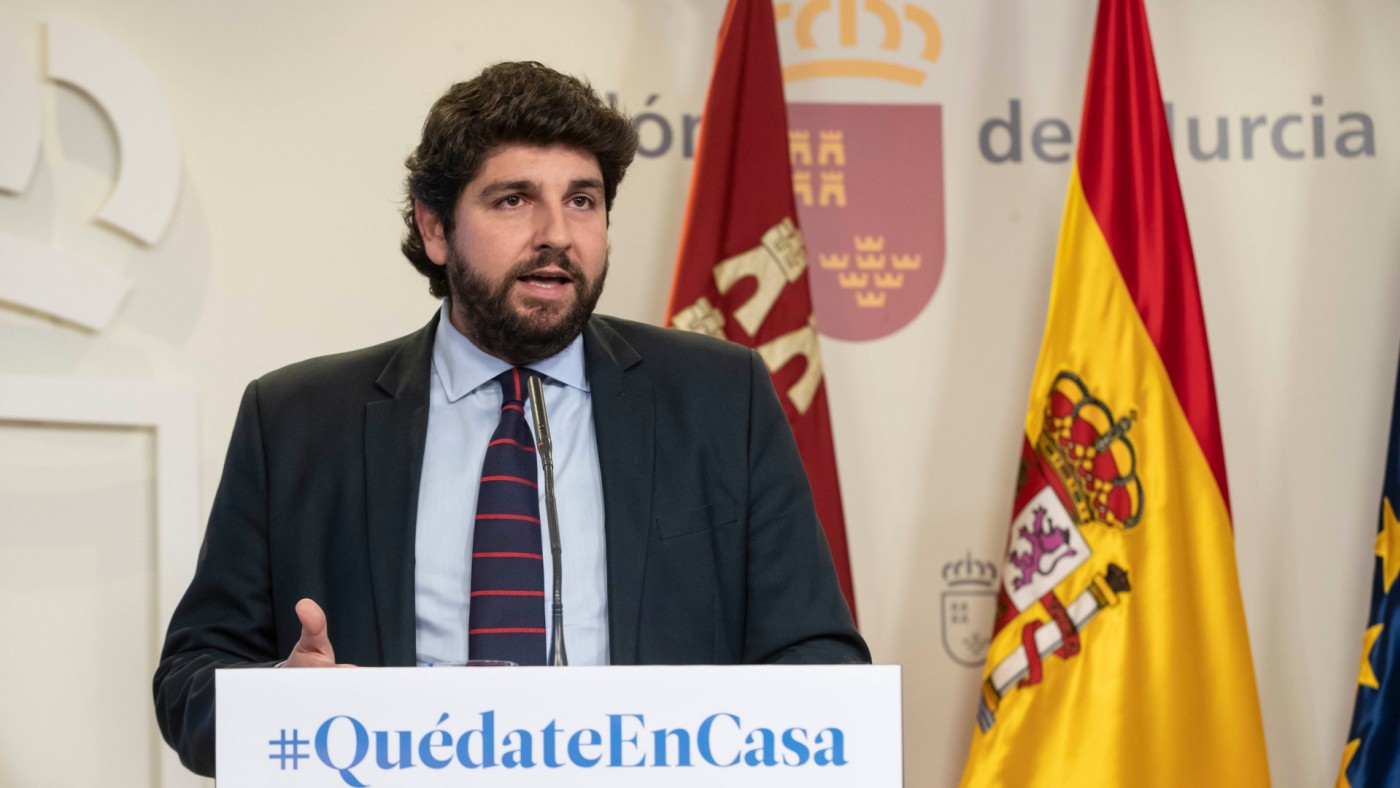 López Miras en la rueda de prensa este domingo tras el Consejo de Gobierno Extraordinario