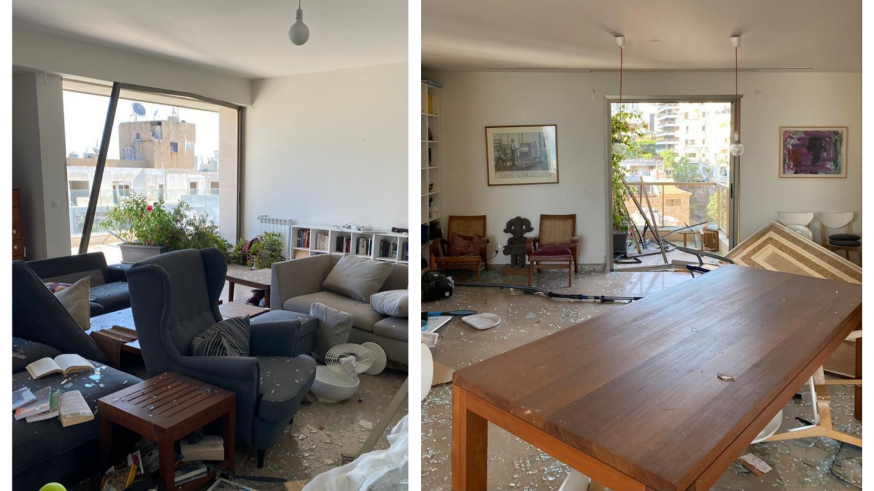 Casa de Araceli Clavel tras la explosión en Beriut