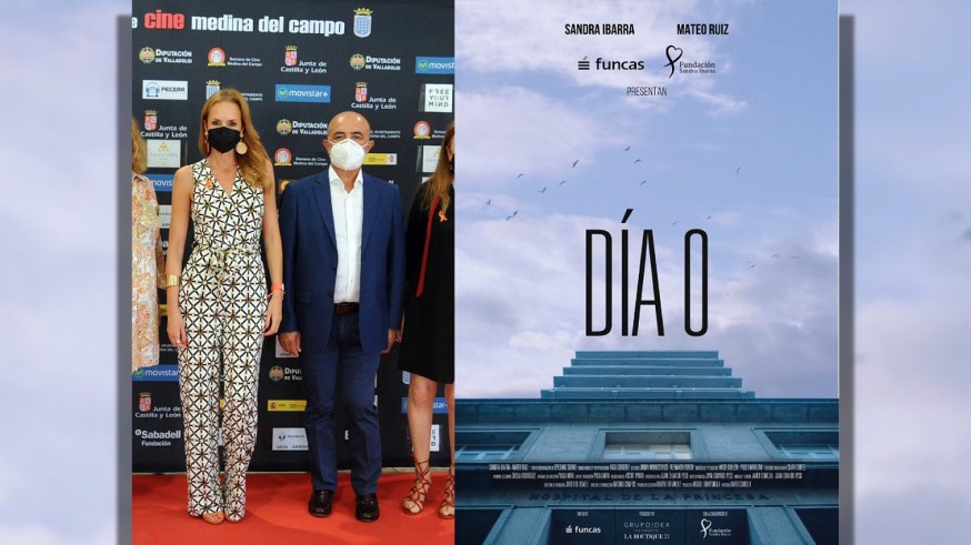 Sandra Ibarra y Mateo Ruiz y portada del documental 'Día 0'