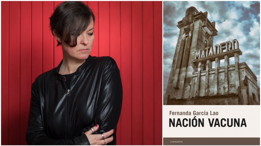 Fernanda García Lao y portada del libro 'Nación vacuna'
