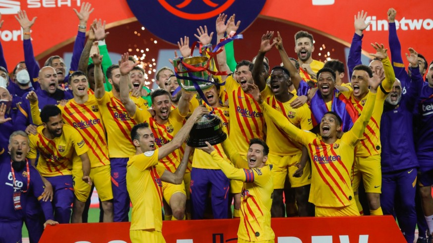 El FC Barcelona celebra el título de Copa del Rey