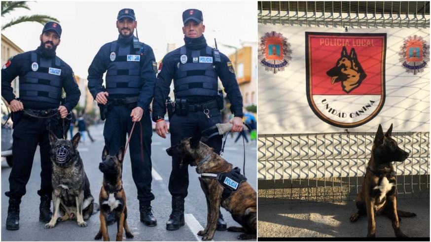 Agentes de la unidad canina de la Policía Local de Lorca