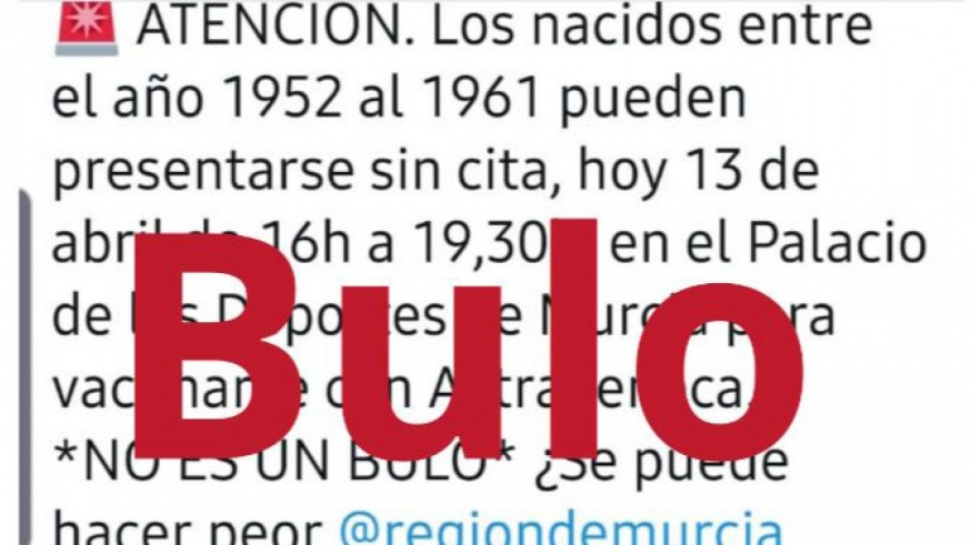Mensaje falso que está circulando por redes sociales y que ha desmentido el Ayuntamiento de Murcia