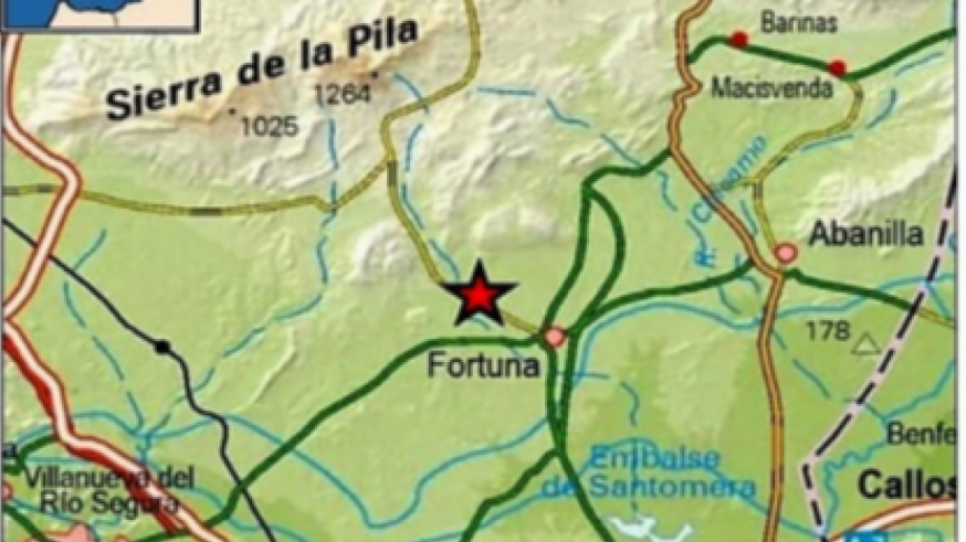 Lugar del epicentro del terremoto en Fortuna