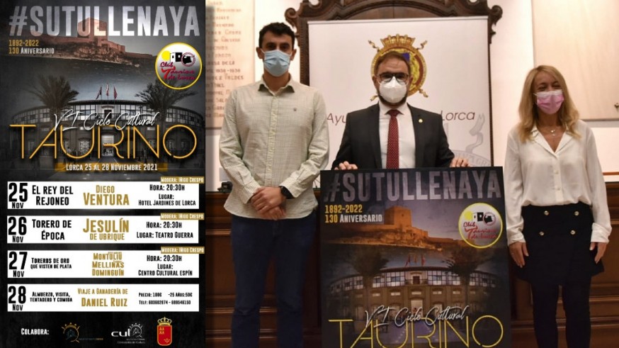 Cartel del VI Ciclo Cultural Taurino de Lorca, Juan Coronel, Diego José Mateos y Nines Mazuecos
