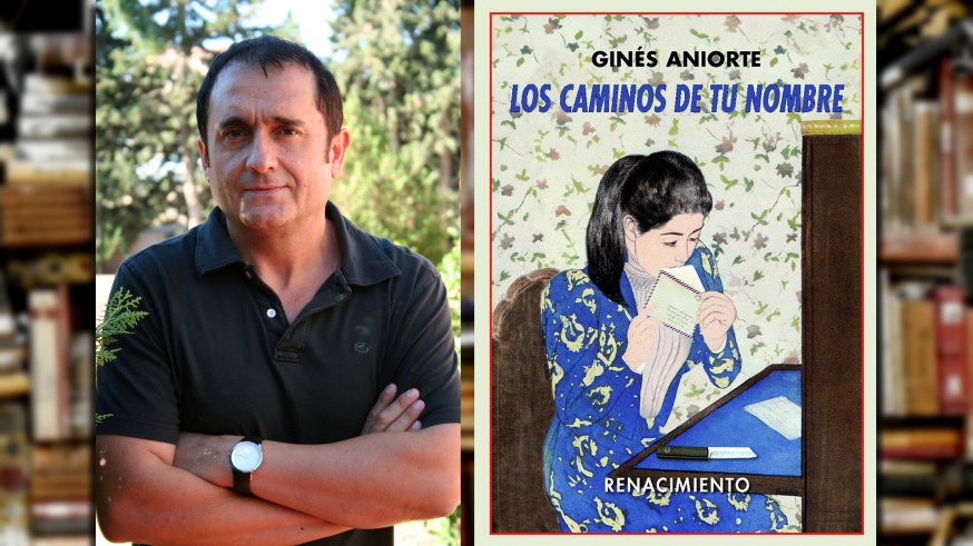 Ginés Aniorte y portada del libro 'Los caminos de tu nombre'