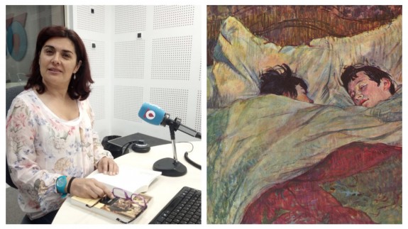 Clara Alarcón en Onda Regional, y un fragmento del cuadro 'La cama' de Toulouse-Lautrec