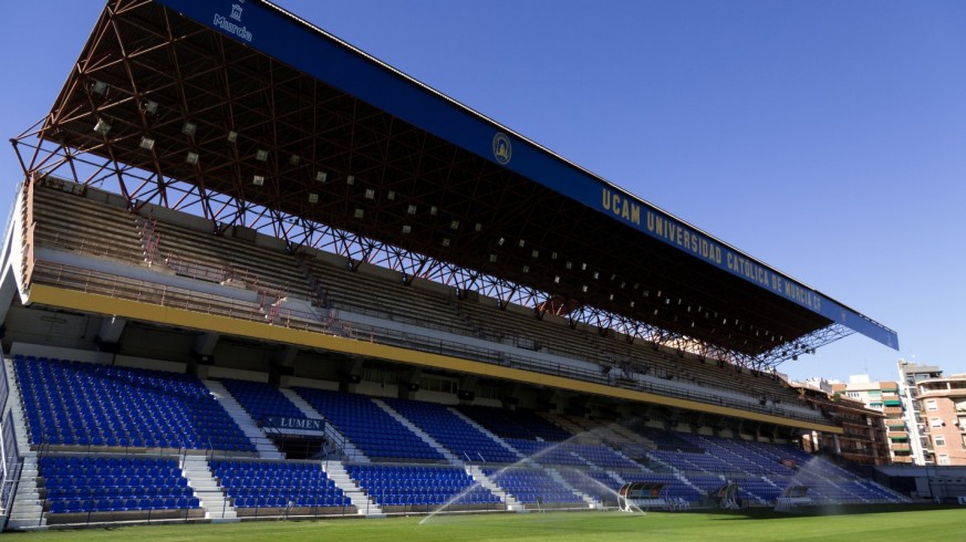 Imagen de la tribuna de La Condomina. Foto: UCAM Murcia CF