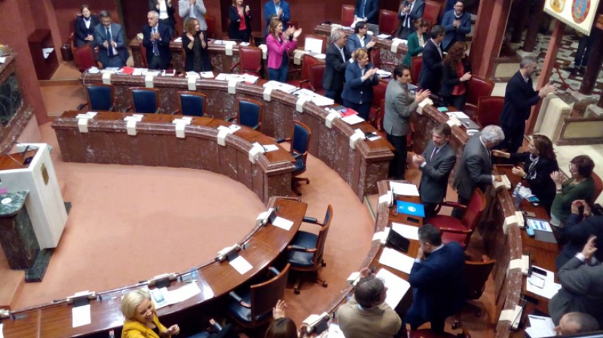 Los diputados en pie aplaudiendo tras la aprobación de la ley