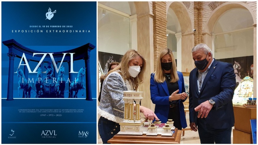 Cartel y detalle de la exposición 'Azul imperial' del Paso Azul de Lorca