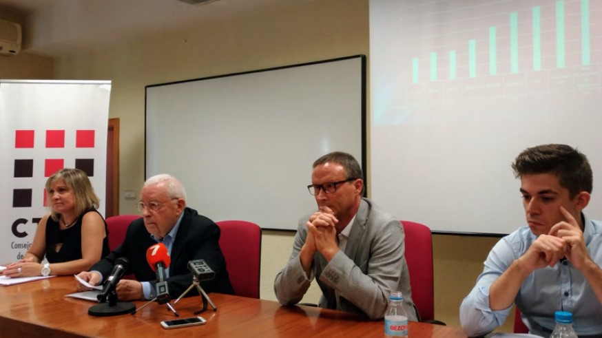 José Molina (segundo por la izquierda) y Fernando Jiménez (a su izquierda) durante la presentación del informe