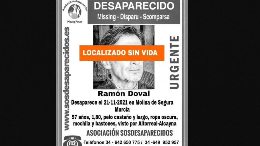 Hallan muerto al hombre de 57 años desaparecido en Molina de Segura