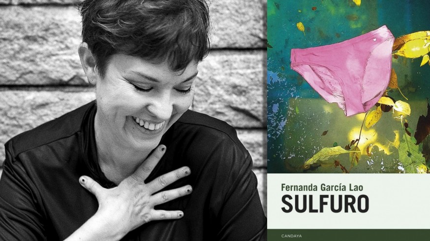 La escritora argentina Fernanda García Lao y portada de su novela 'Sulfuro'