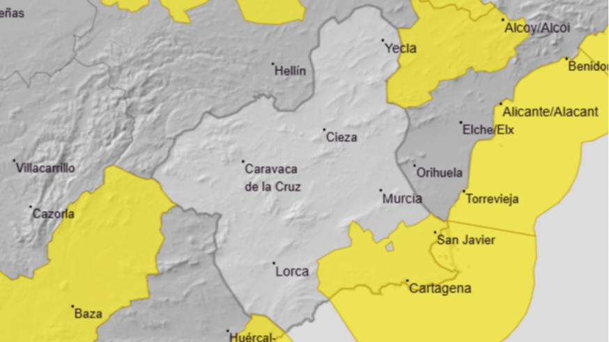 Aviso amarillo por lluvia en el campo de Cartagena este lunes