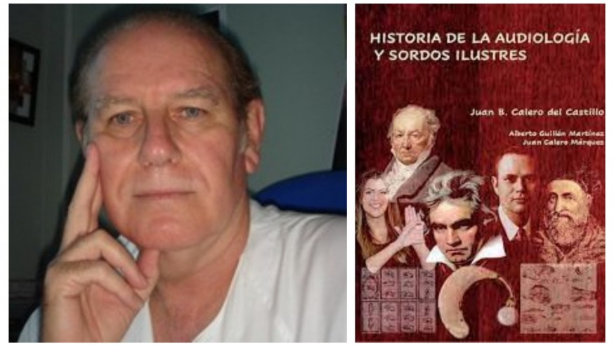 El doctor Juan Calero junto a una imagen de su libro