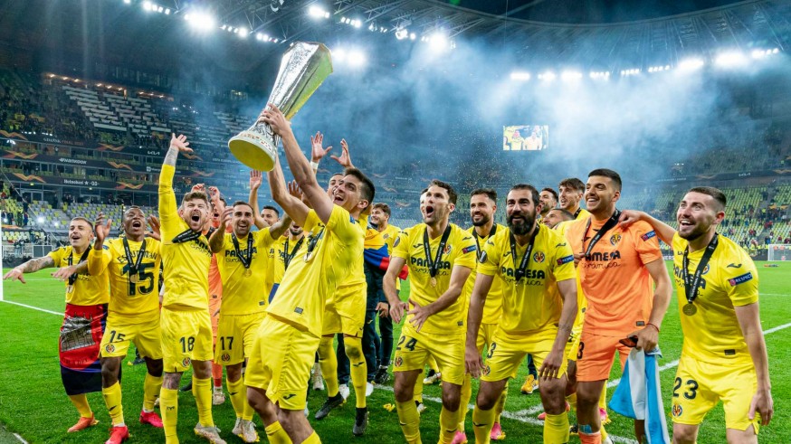Los jugadores del Villareal celebran el triunfo