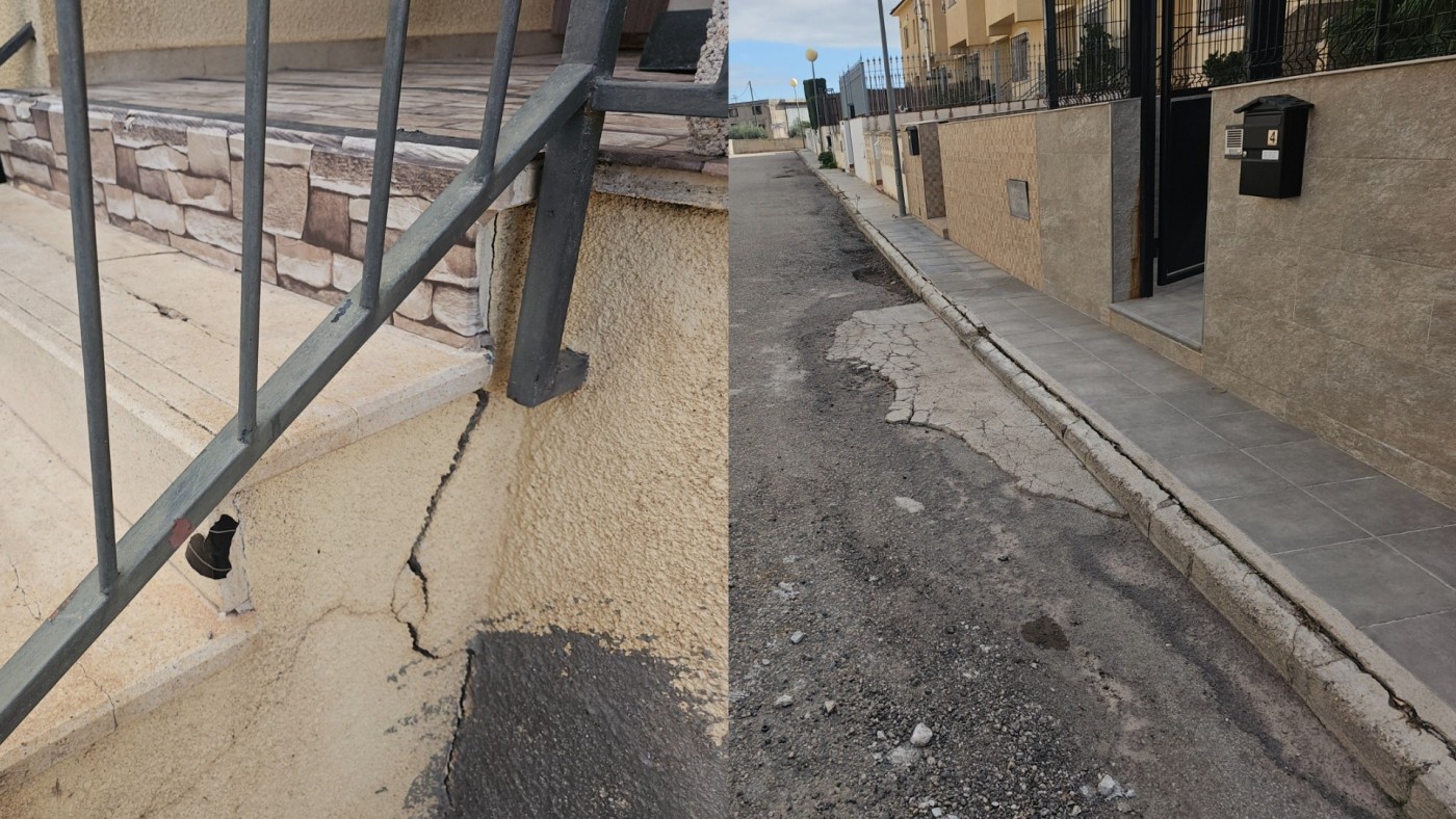 Vecinos de La Hoya (Lorca) piden celeridad para solucionar las filtraciones de agua en sus casas