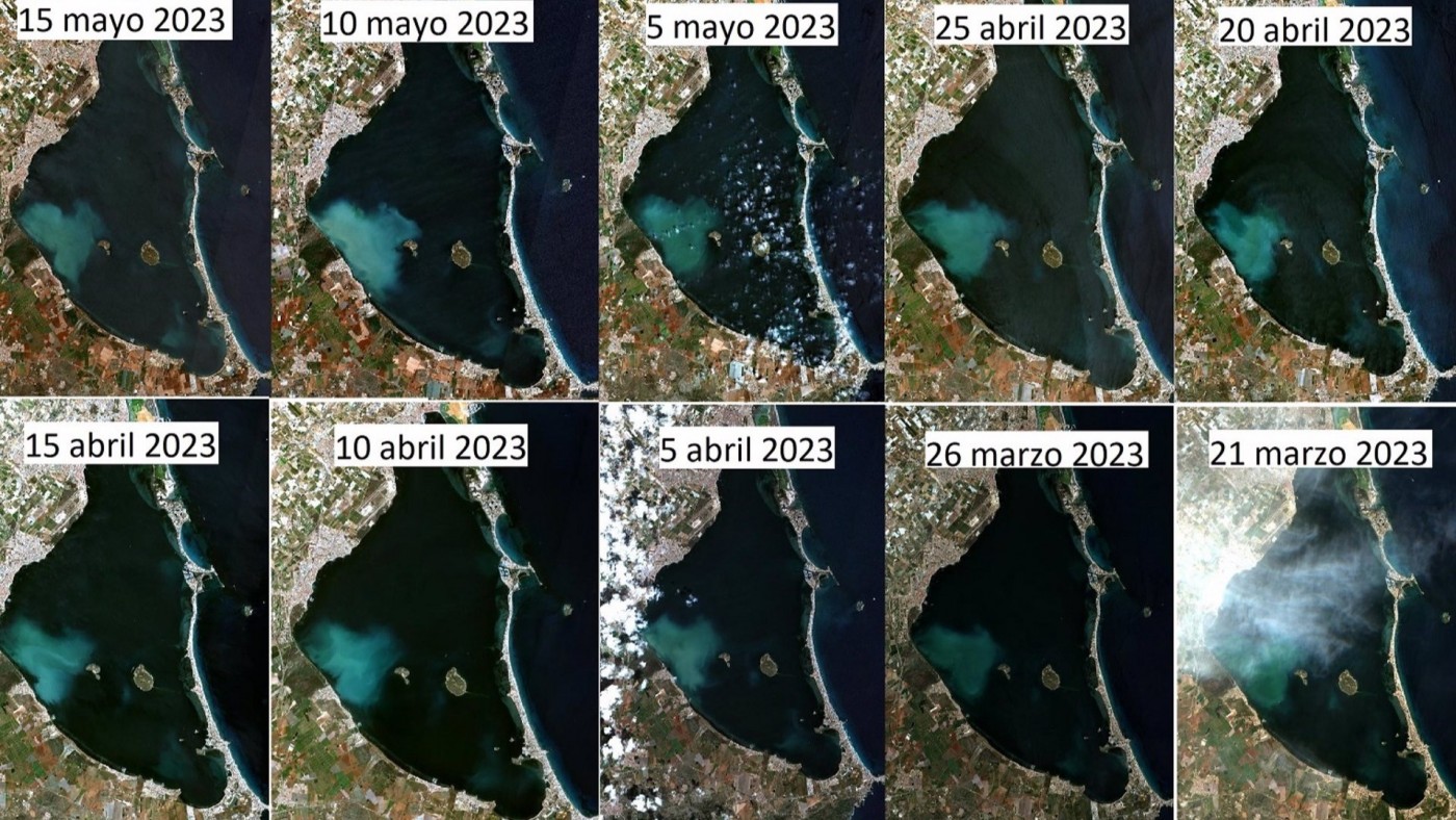 El IEO detecta una masa de agua "blanquecina y de grandes dimensiones bastante anómala" en el Mar Menor