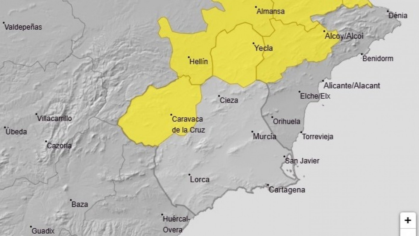 La Aemet activa avisos por tormentas en el Altiplano y el Noroeste de Murcia este sábado