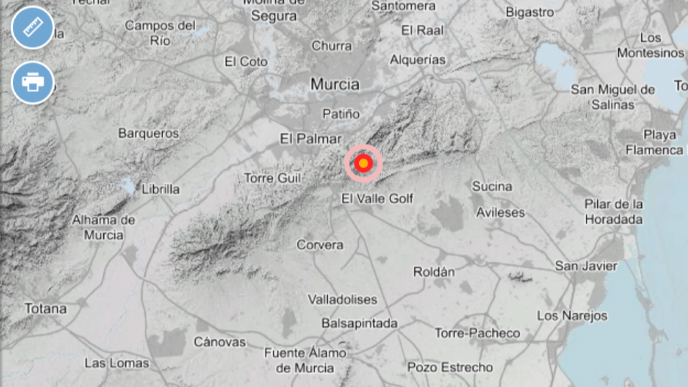 Un terremoto de 2,6 se registra en Murcia capital y pedanías