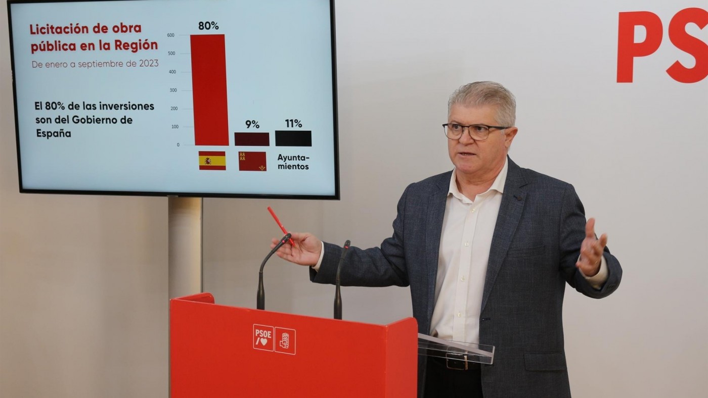 Vélez (PSOE): "El Estado es el principal inversor y la locomotora de impulso de la Región"