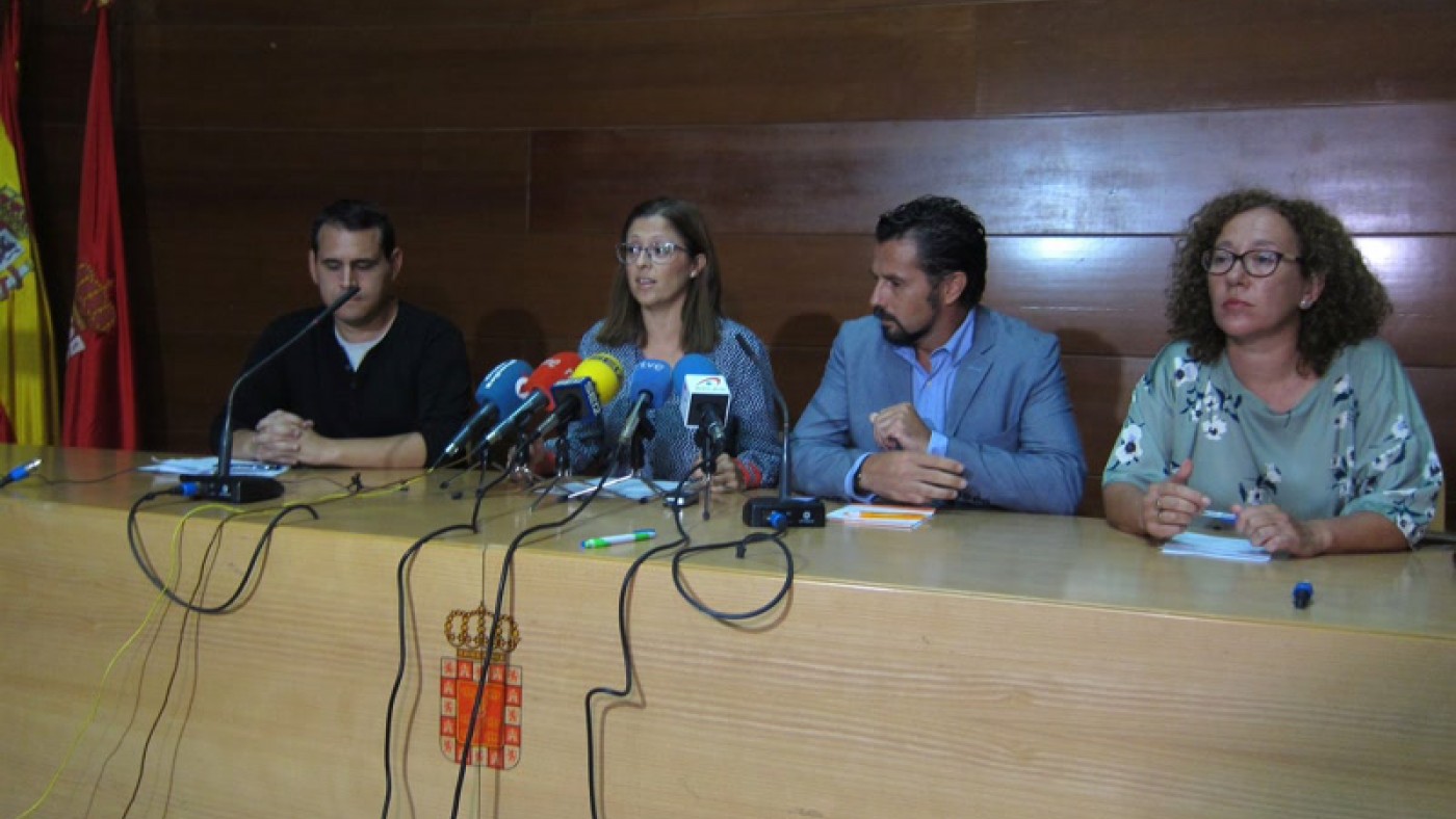 Rueda de prensa de los partidos de la oposición en el Ayuntamiento de Murcia
