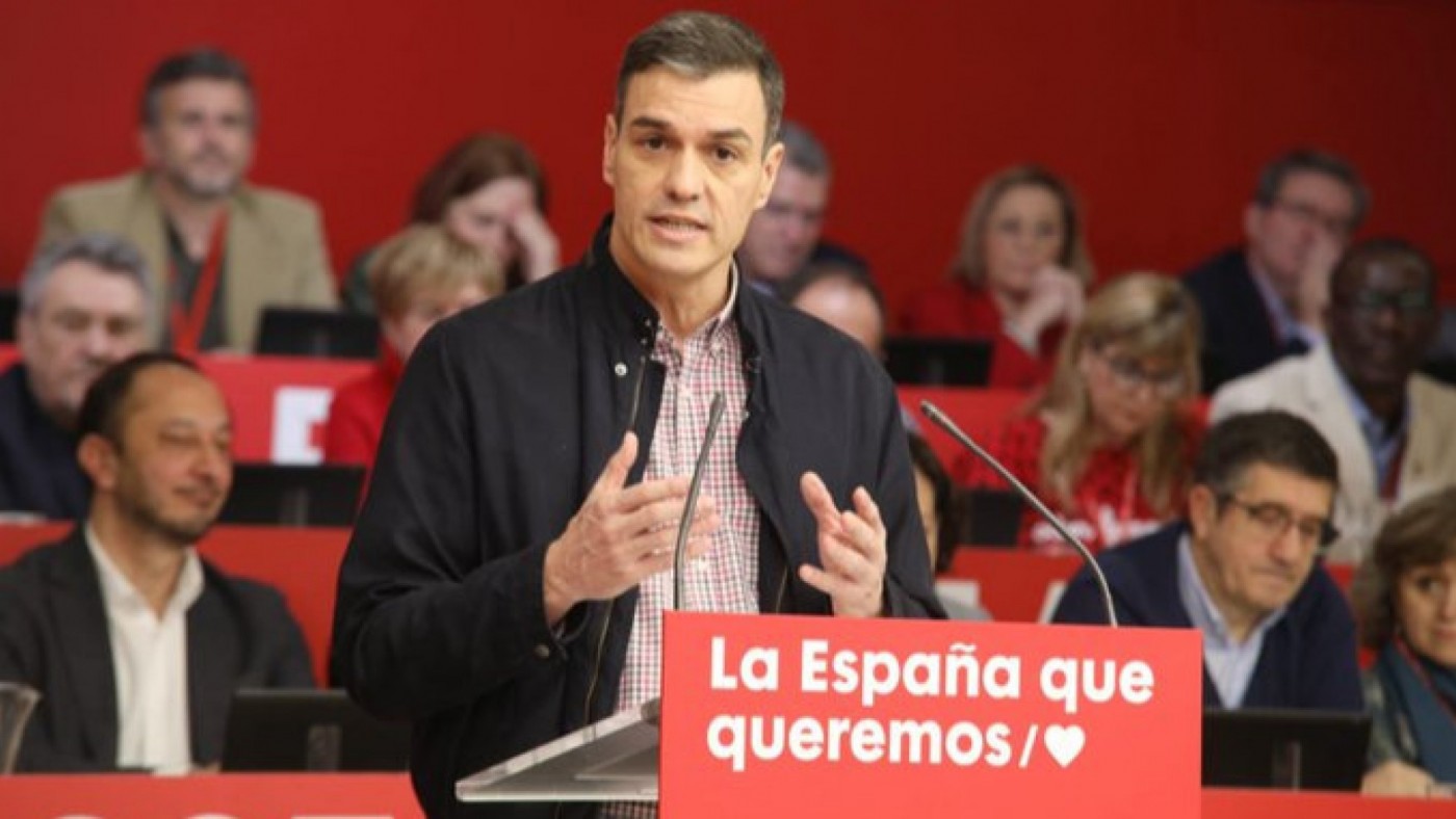 Pedro Sánchez se dirige al Comité Federal del PSOE. Foto PSOE.