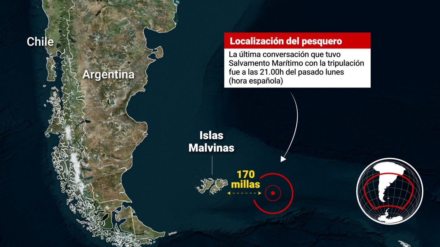 Seis muertos, siete desaparecidos y 14 supervivientes en el pesquero hundido en Malvinas