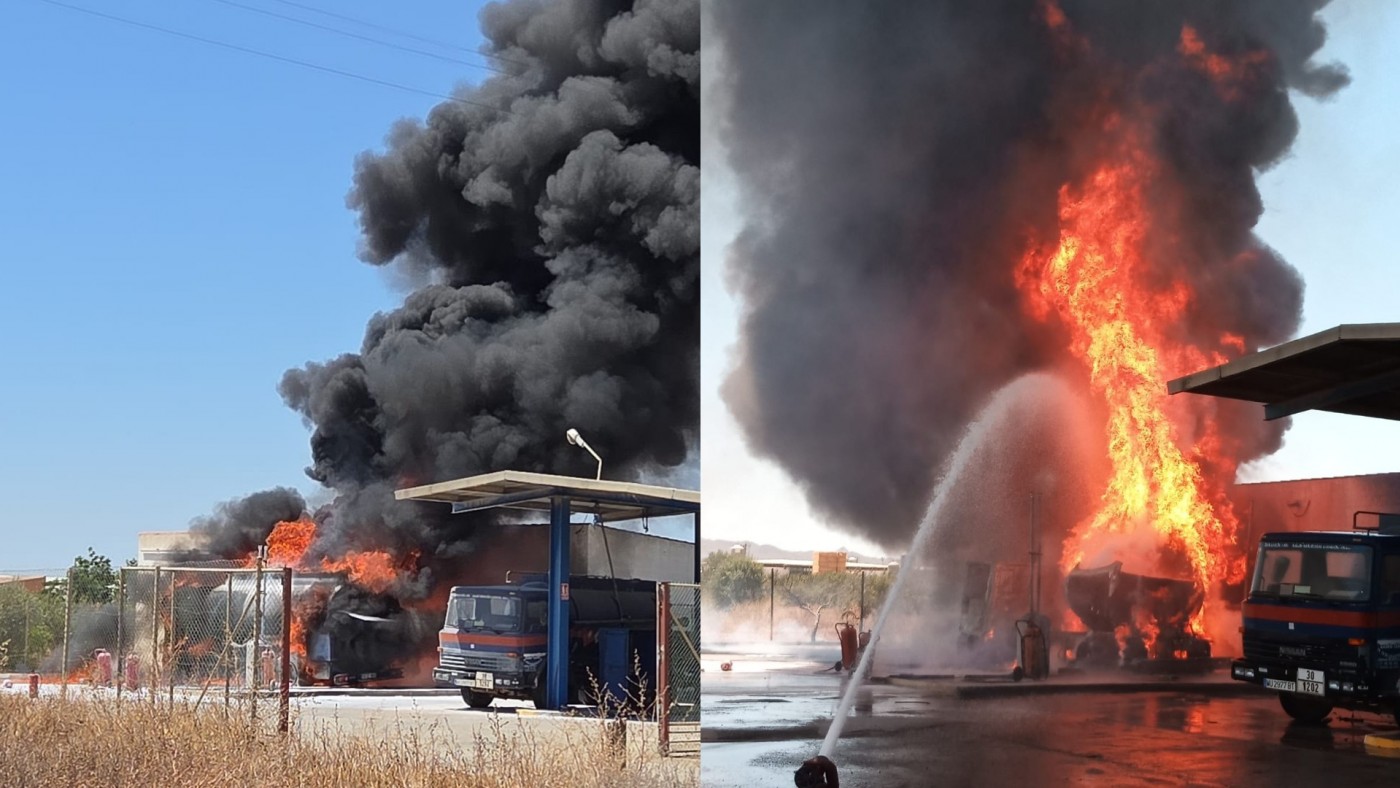 Controlan el incendio de un camión cisterna de gasóleo en Fuente Álamo