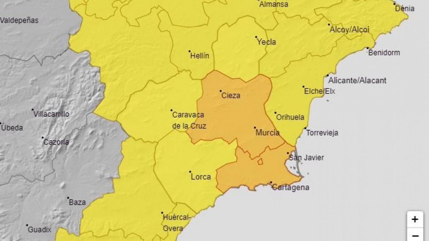 Aviso amarillo por lluvias en toda la Región hasta las 21:00h de este martes