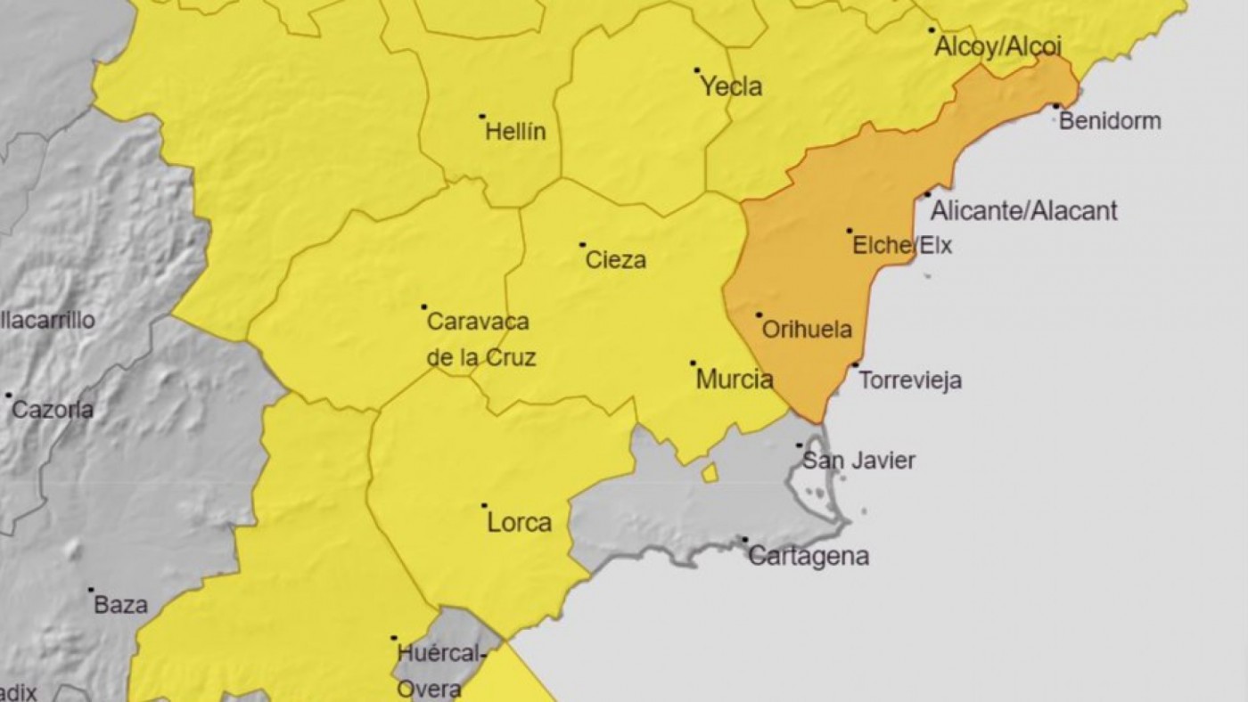Meteorología establece aviso amarillo por temperaturas máximas de hasta 38º este lunes en la Región de Murcia
