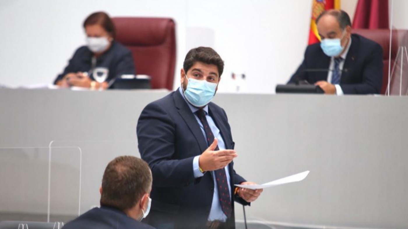 López Miras durante su comparecencia en la Asamblea en septiembre