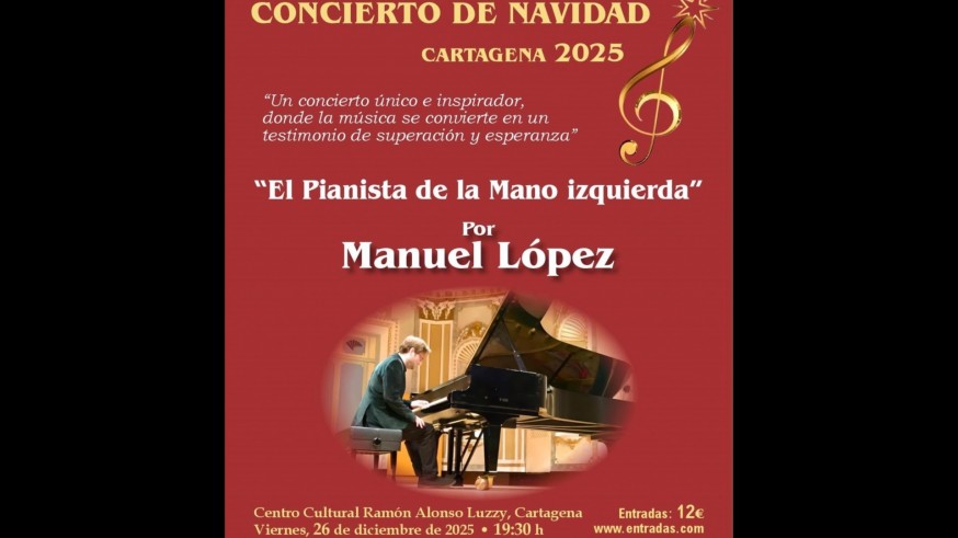 "El pianista de la mano izquierda" este viernes en concierto en Cartagena