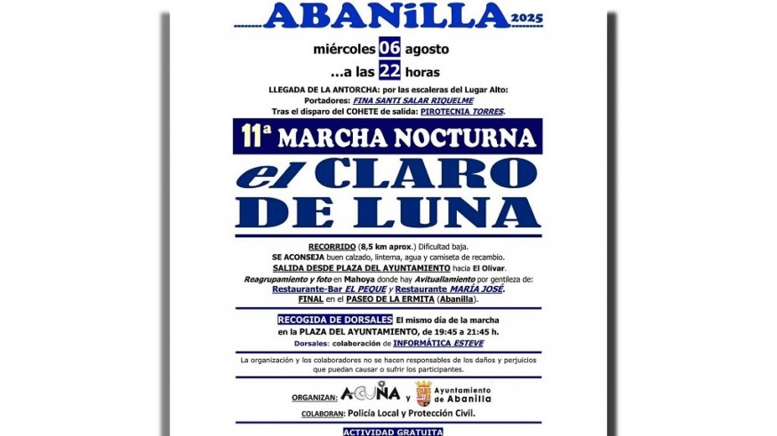 Este miércoles, marcha nocturna 'El claro de luna' en Abanilla