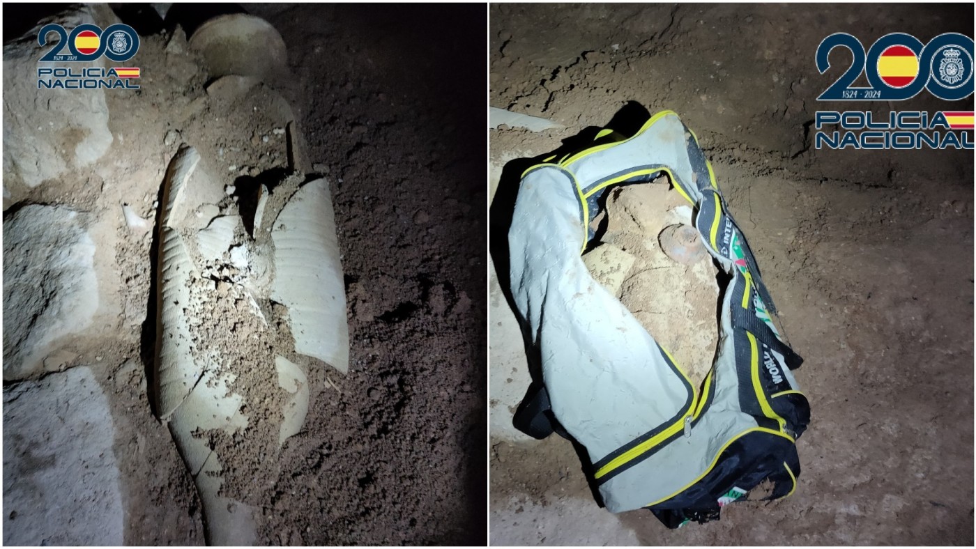 Detenidos dos hombres por expoliar un yacimiento arqueológico en Cartagena y tratar de robar un ánfora del siglo III a.C.