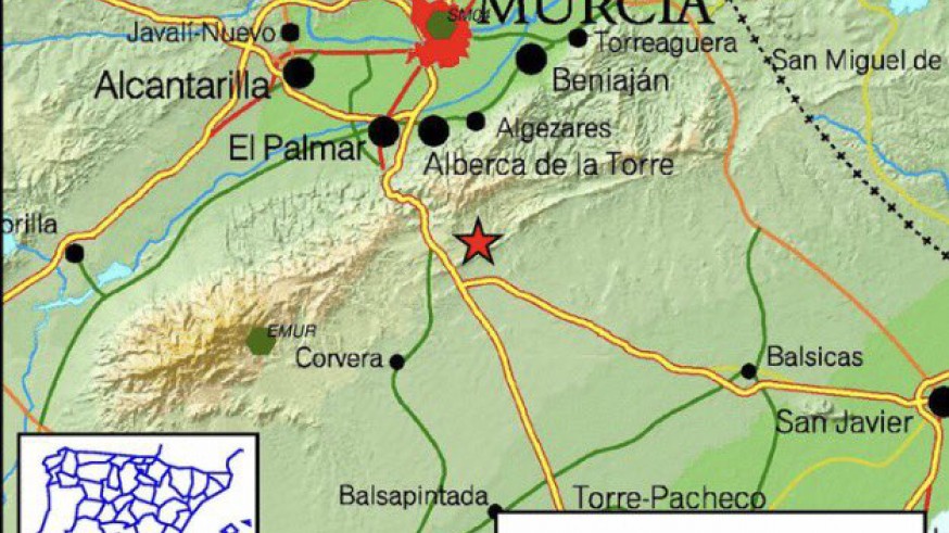 Mapa de la zona del terremoto