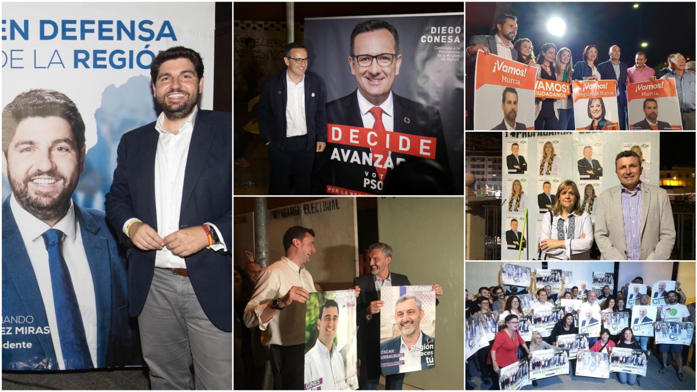 Los distintos candidatos, en los actos de pegada de carteles