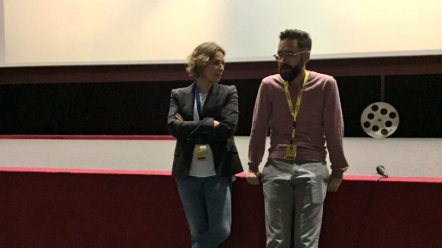 Ana Serret con Enric Albero, programador del Festival. Foto: IBAFF