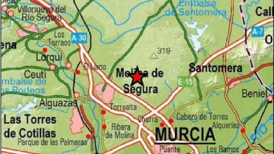 Un terremoto de 3,1º de magnitud despierta a los vecinos de Molina y Murcia